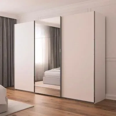 Contido 3 Door Sliding Mirror Wardrobe with Extras - Alpine White image