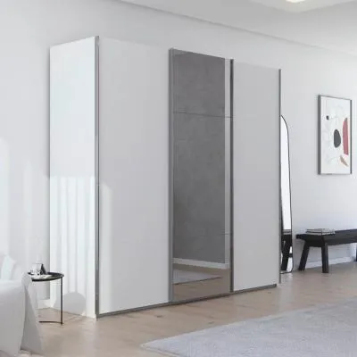Contido 3 Door Sliding Mirror Wardrobe with Extras - Alpine White image