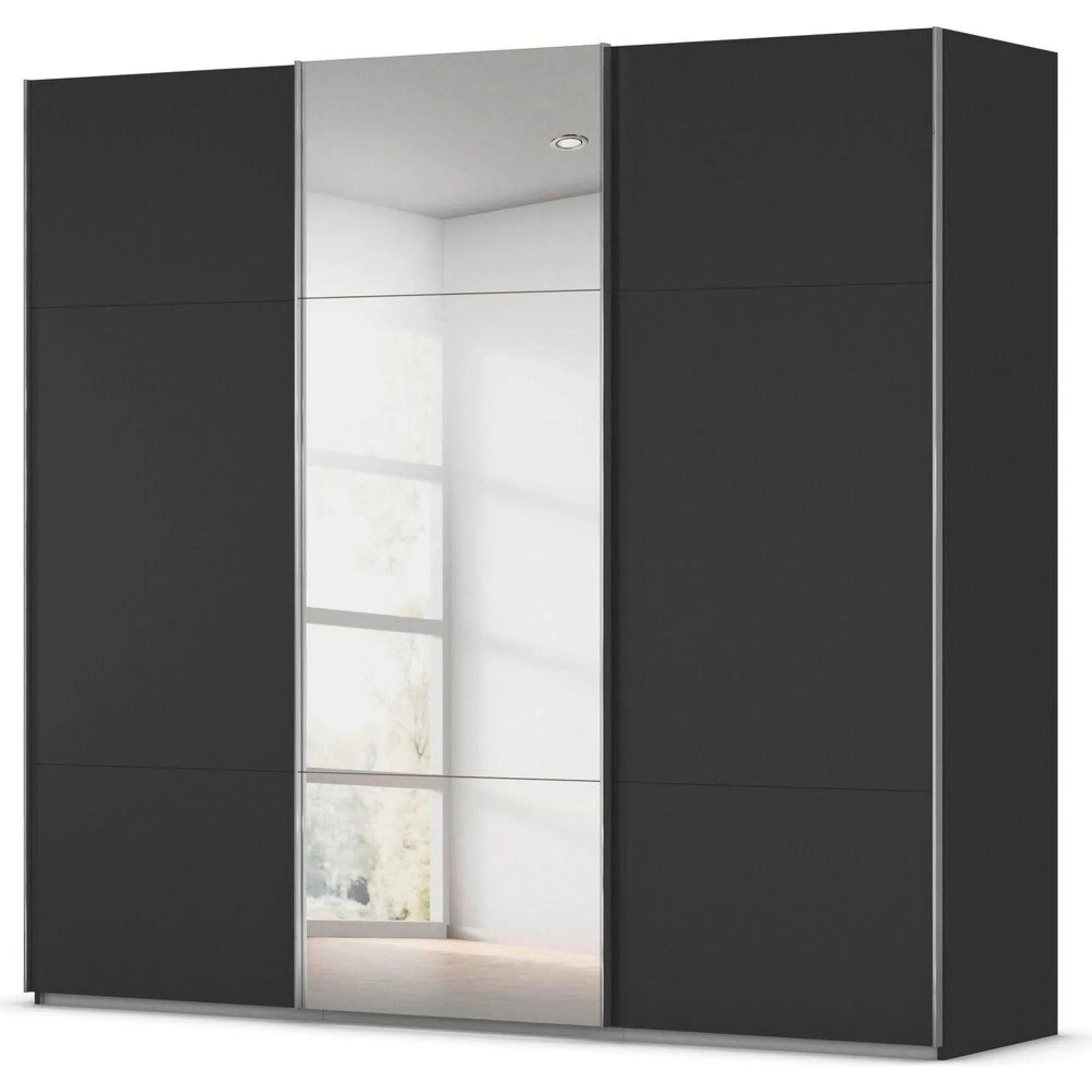 Contido 3 Door Sliding Mirror Wardrobe with Extras - Black