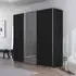 Contido 3 Door Sliding Mirror Wardrobe with Extras - Black