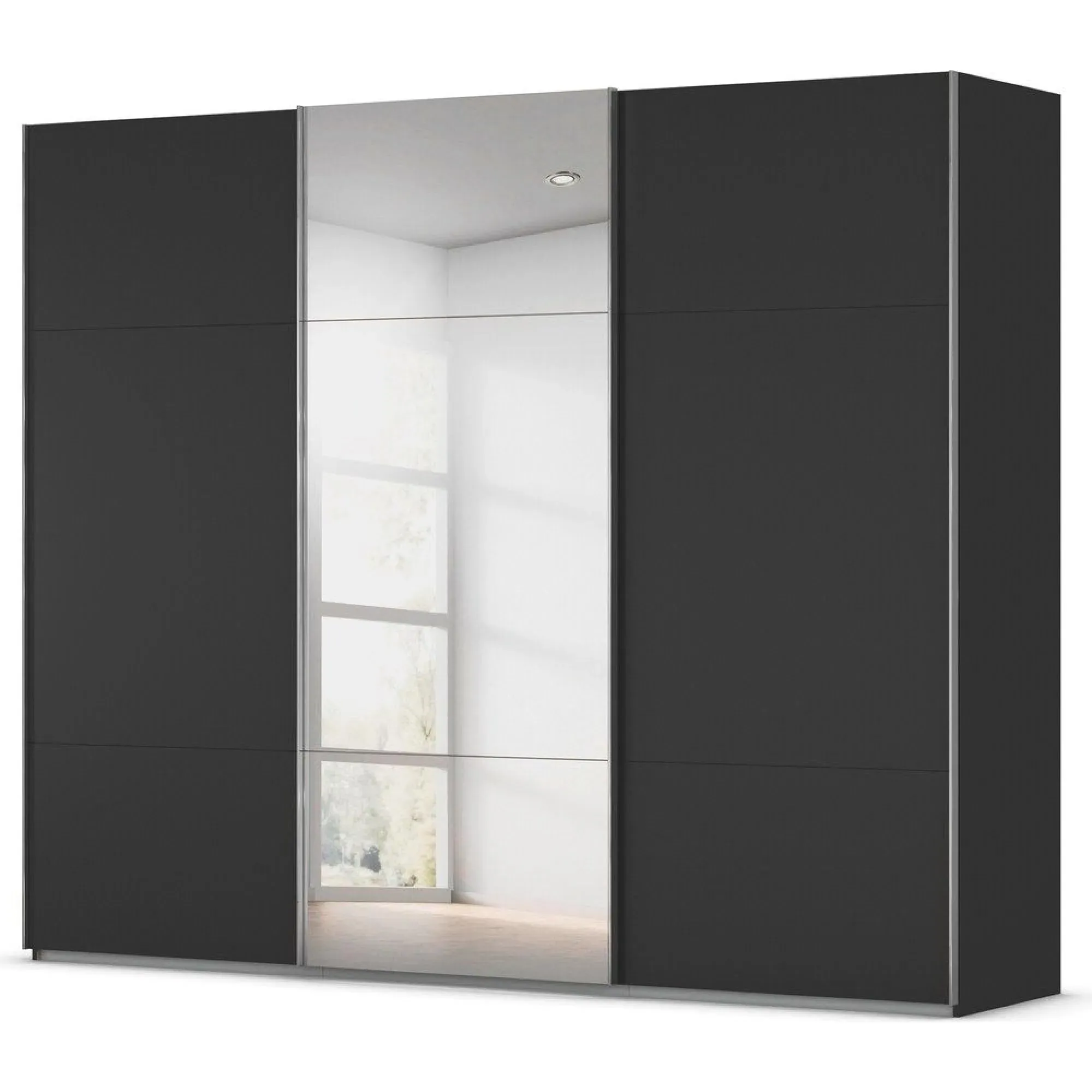 Contido 3 Door Sliding Mirror Wardrobe with Extras - Black