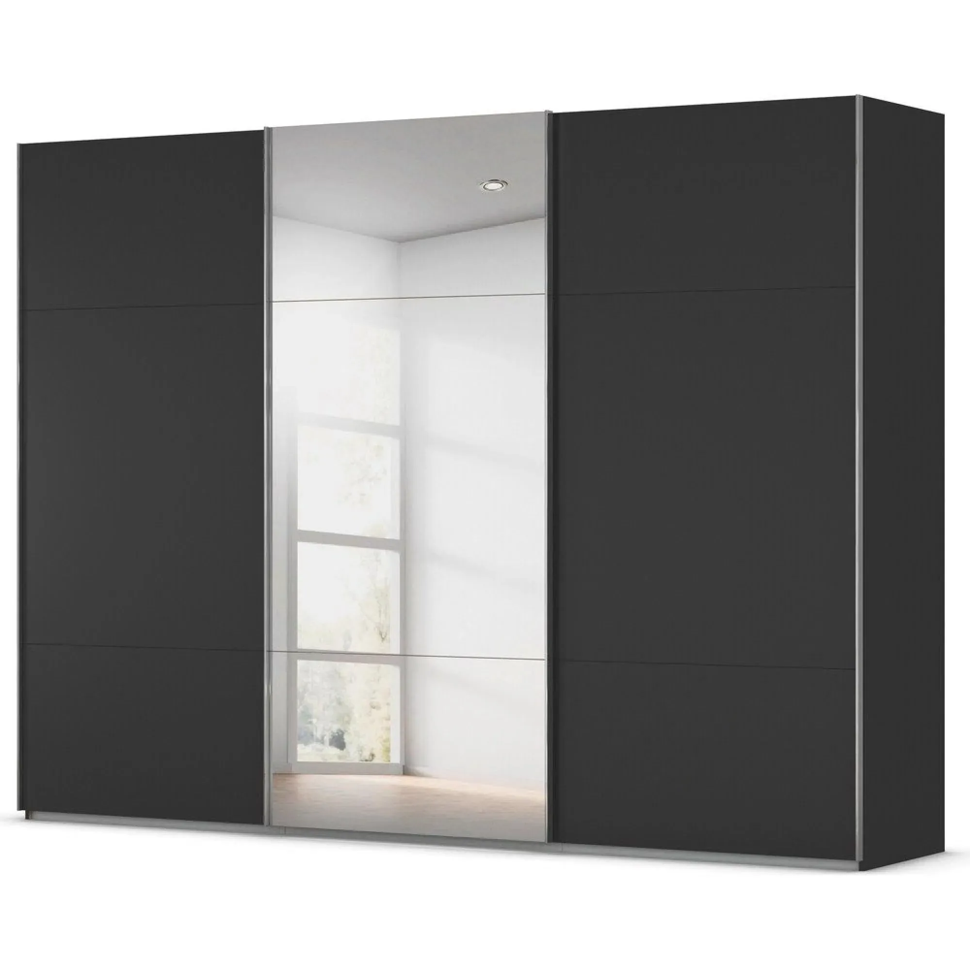 Contido 3 Door Sliding Mirror Wardrobe with Extras - Black