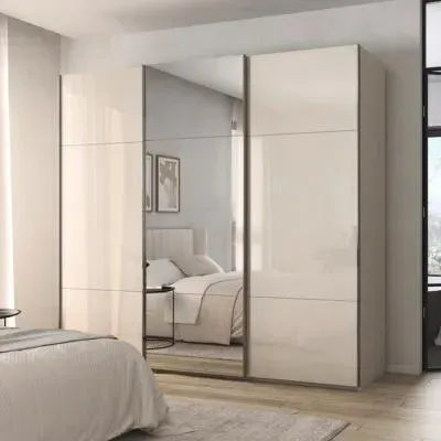 Contido 3 Door Sliding Mirror Wardrobe with Extras - Champagne