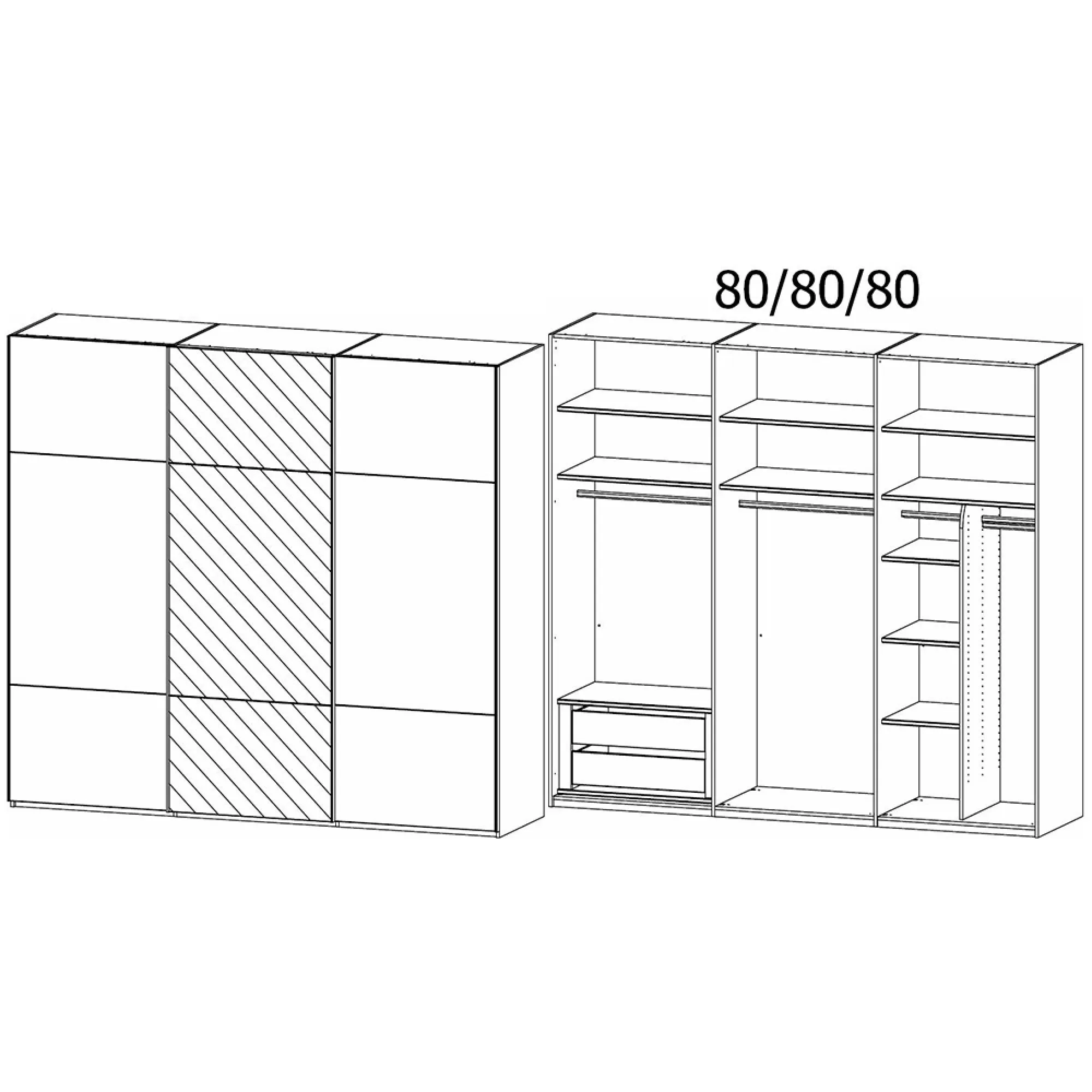 Contido 3 Door Sliding Mirror Wardrobe with Extras - Champagne