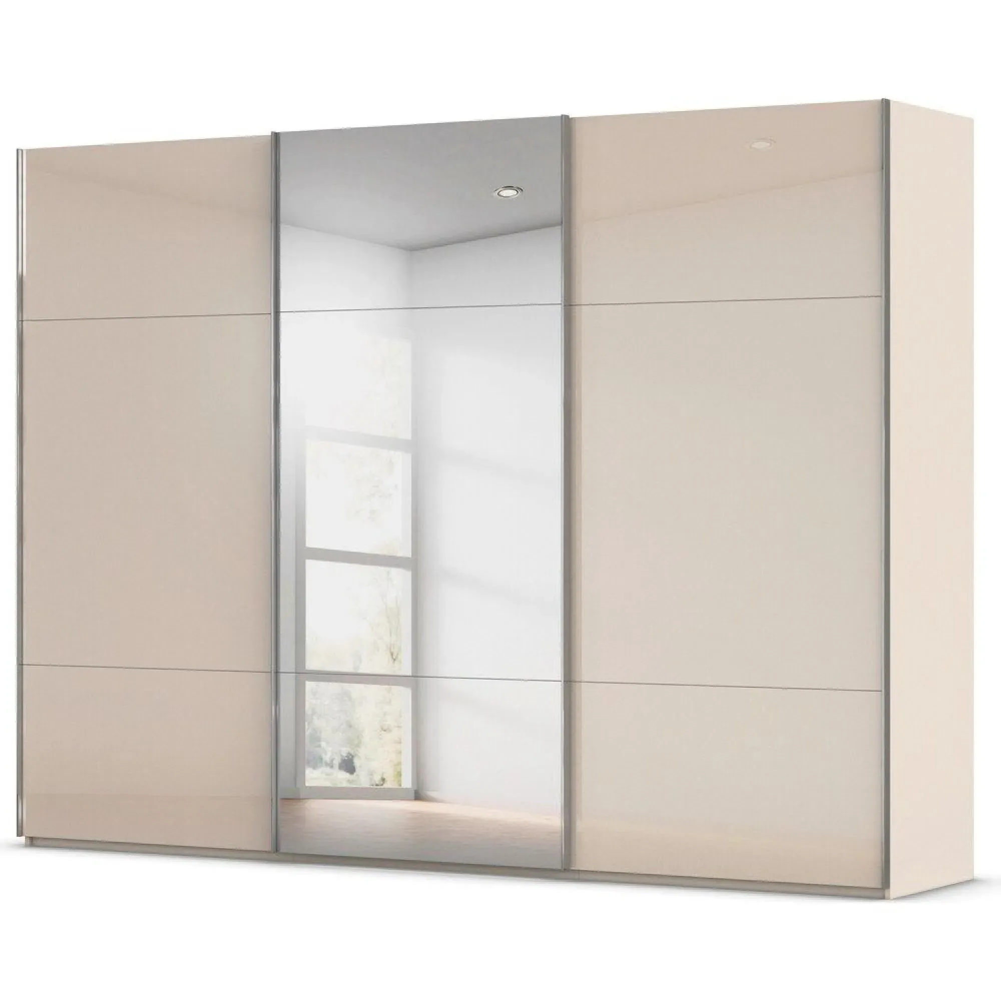 Contido 3 Door Sliding Mirror Wardrobe with Extras - Champagne Glass