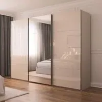 Contido 3 Door Sliding Mirror Wardrobe with Extras - Champagne Glass