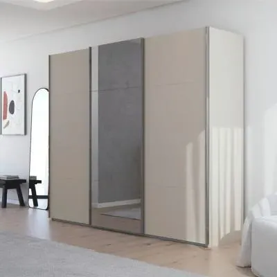 Contido 3 Door Sliding Mirror Wardrobe with Extras - Champagne Glass