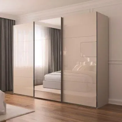 Contido 3 Door Sliding Mirror Wardrobe with Extras - Champagne Glass