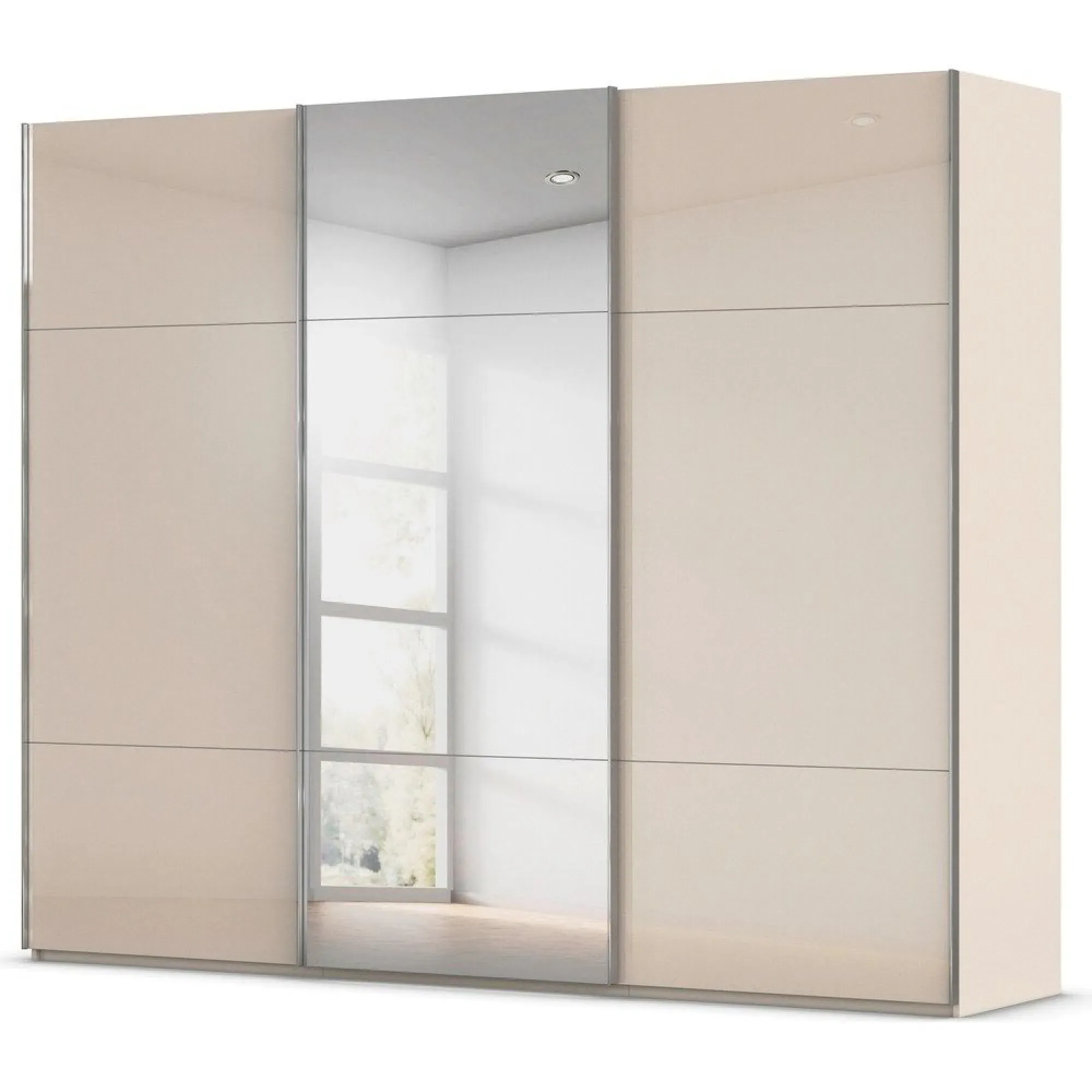 Contido 3 Door Sliding Mirror Wardrobe with Extras - Champagne
