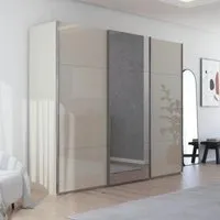 Contido 3 Door Sliding Mirror Wardrobe with Extras - Champagne