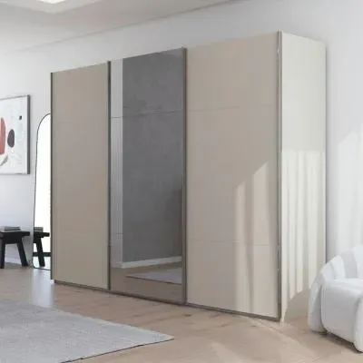Contido 3 Door Sliding Mirror Wardrobe with Extras - Champagne