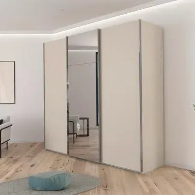 Contido 3 Door Sliding Mirror Wardrobe with Extras - Champagne