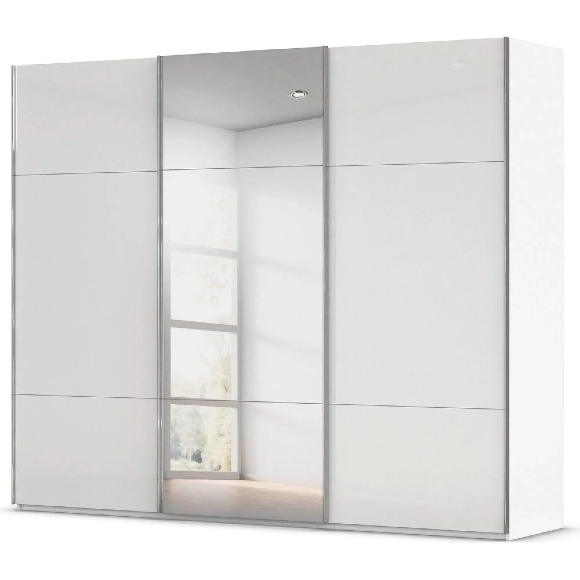 Contido 3 Door Sliding Mirror Wardrobe with Extras - Crystal White
