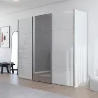 Contido 3 Door Sliding Mirror Wardrobe with Extras - Crystal White