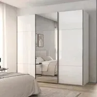 Contido 3 Door Sliding Mirror Wardrobe with Extras - Crystal White Glass