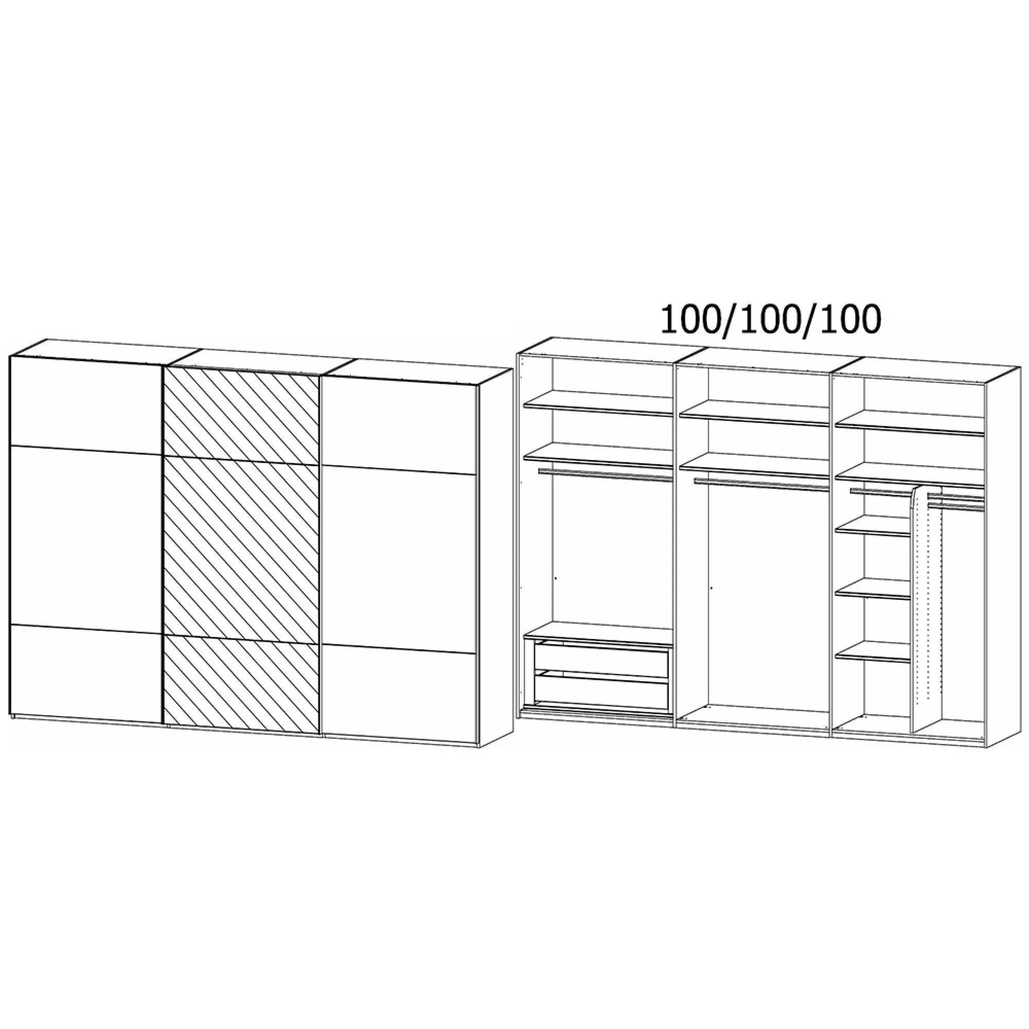 Contido 3 Door Sliding Mirror Wardrobe with Extras - Crystal White Glass