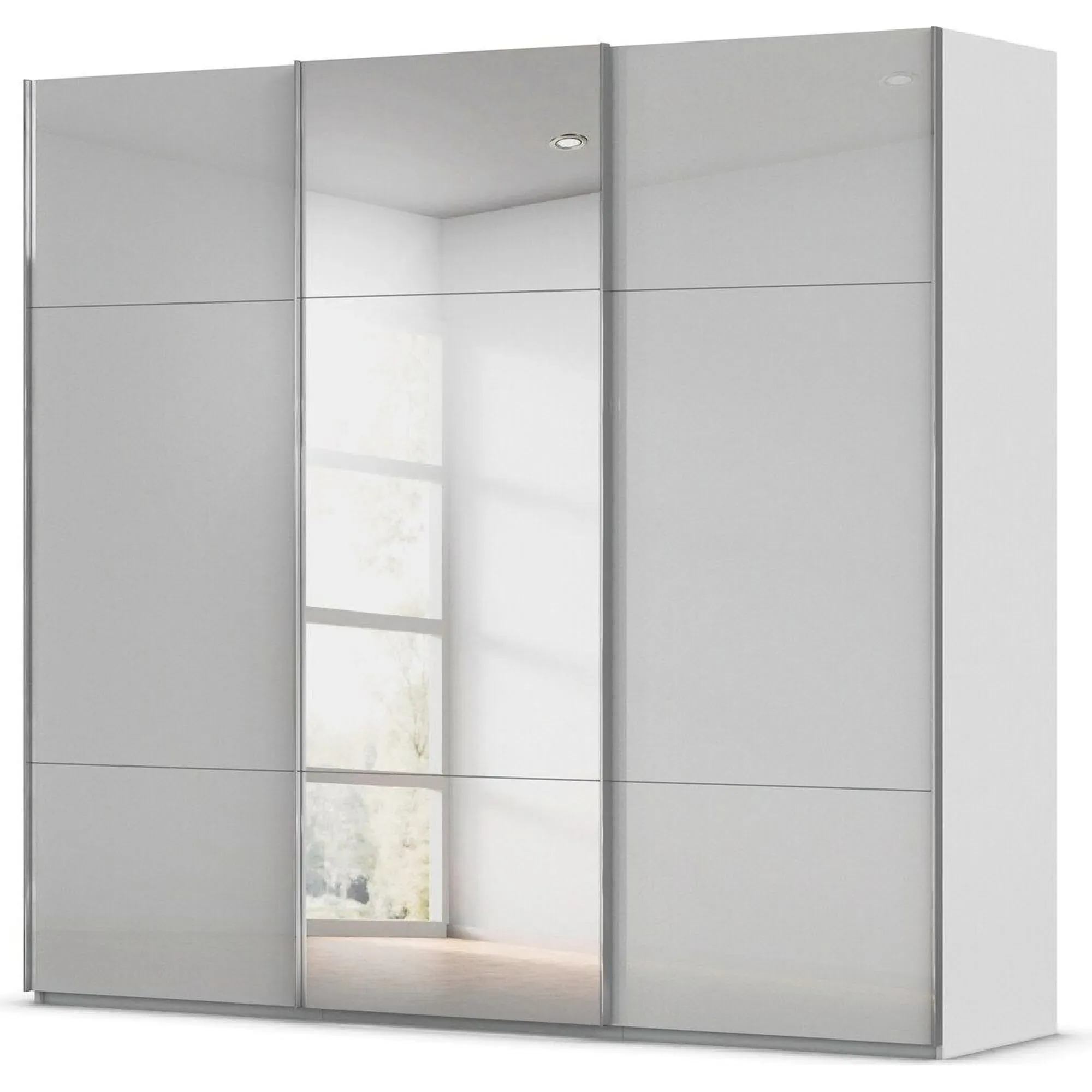 Contido 3 Door Sliding Mirror Wardrobe with Extras - Silk Grey