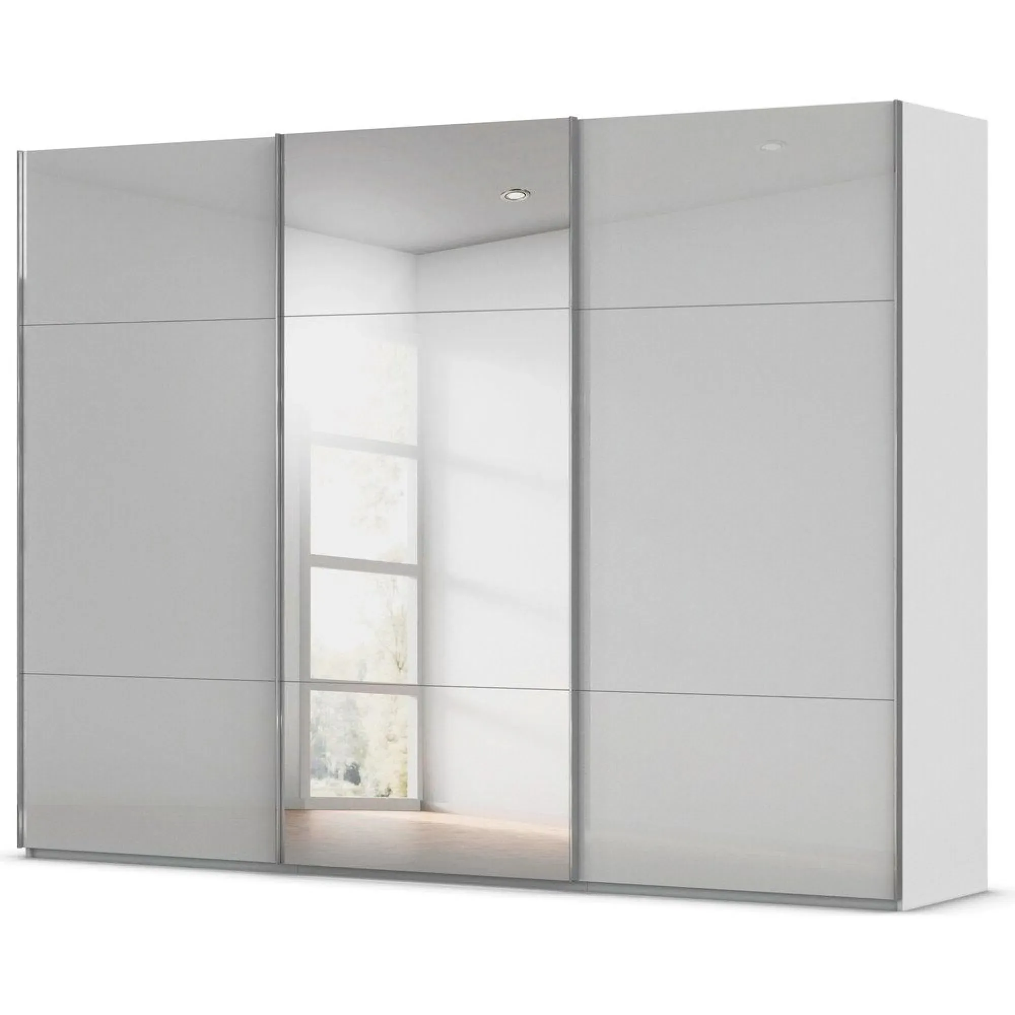 Contido 3 Door Sliding Mirror Wardrobe with Extras - Silk Grey Glass