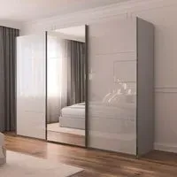 Contido 3 Door Sliding Mirror Wardrobe with Extras - Silk Grey Glass