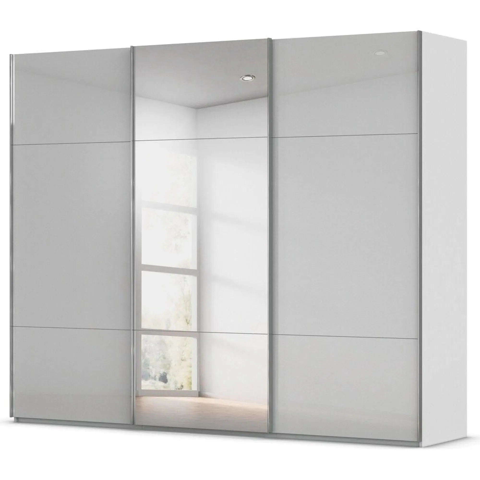 Contido 3 Door Sliding Mirror Wardrobe with Extras - Silk Grey Glass