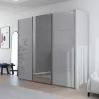 Contido 3 Door Sliding Mirror Wardrobe with Extras - Silk Grey Glass
