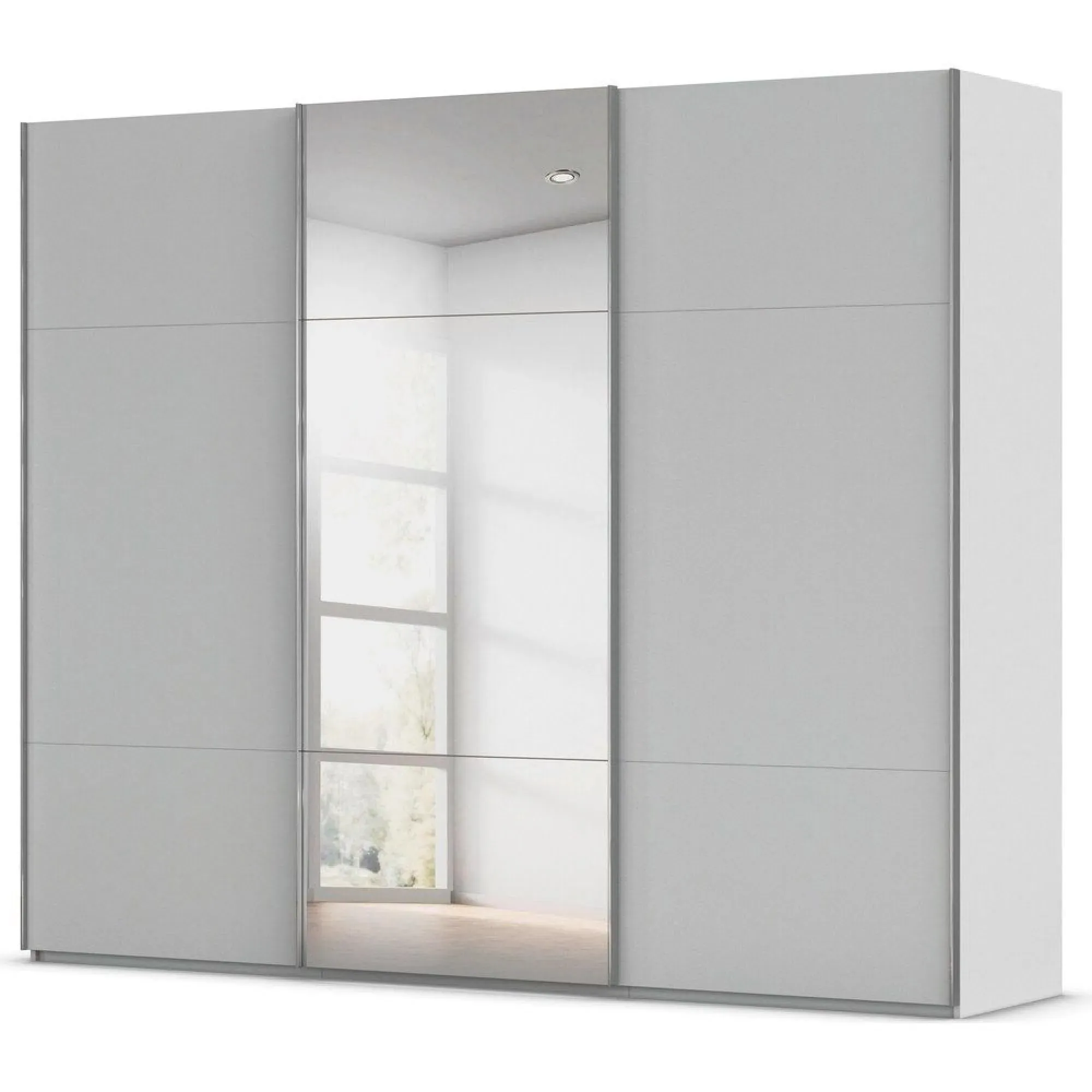 Contido 3 Door Sliding Mirror Wardrobe with Extras - Silk Grey