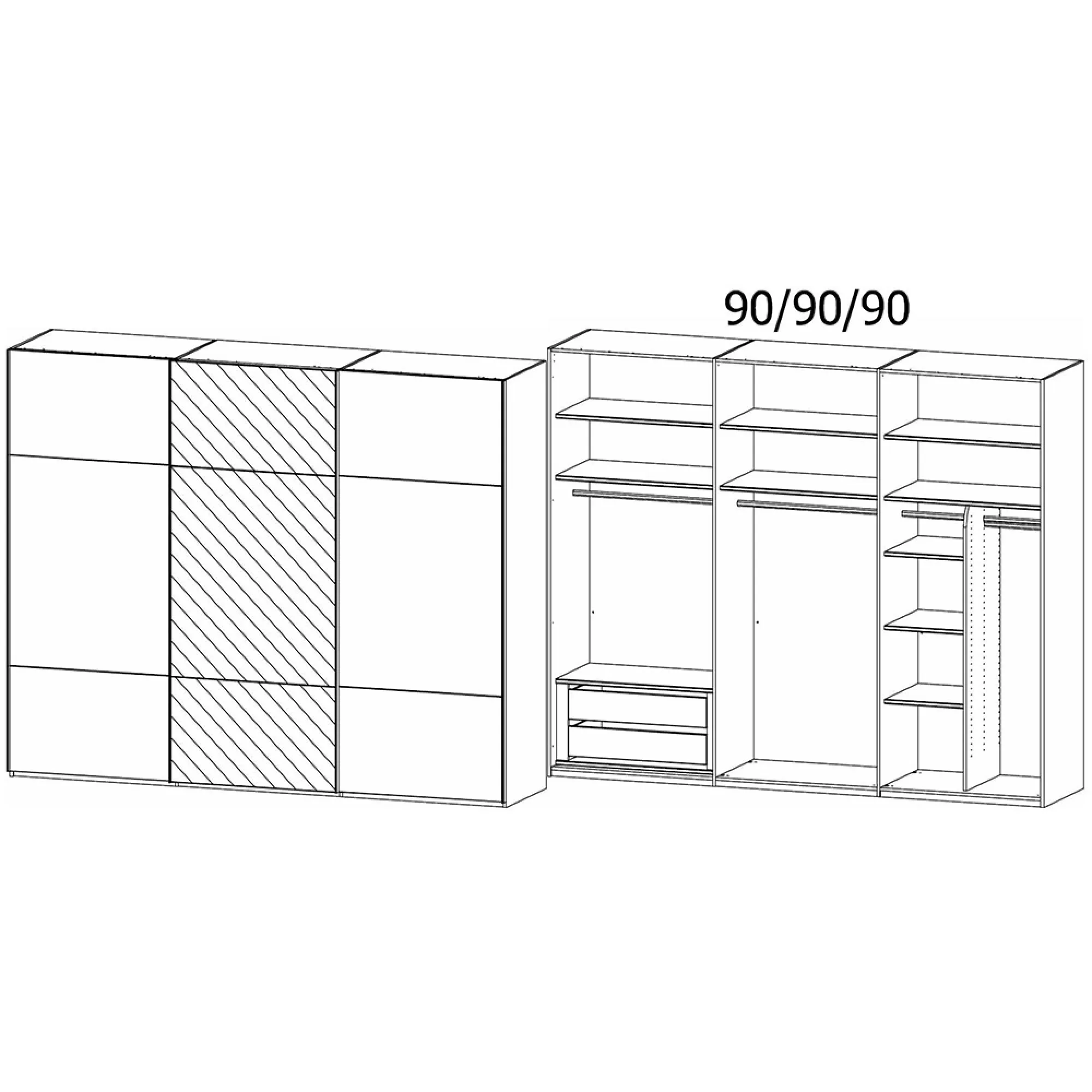 Contido 3 Door Sliding Mirror Wardrobe with Extras - Silk Grey