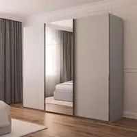 Contido 3 Door Sliding Mirror Wardrobe with Extras - Silk Grey