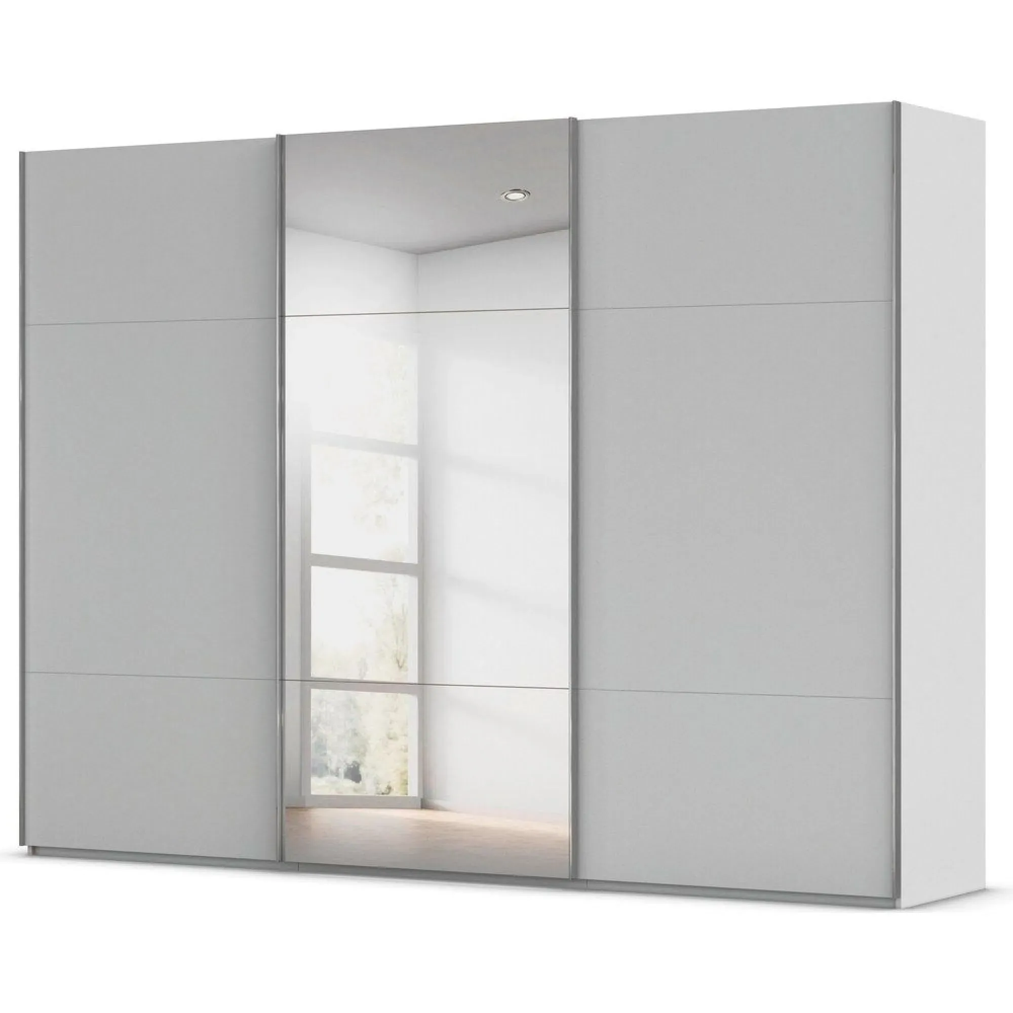 Contido 3 Door Sliding Mirror Wardrobe with Extras - Silk Grey