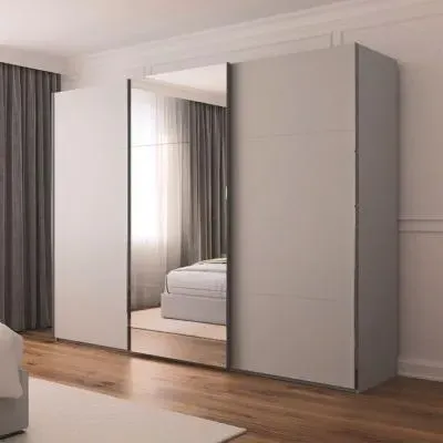 Contido 3 Door Sliding Mirror Wardrobe with Extras - Silk Grey