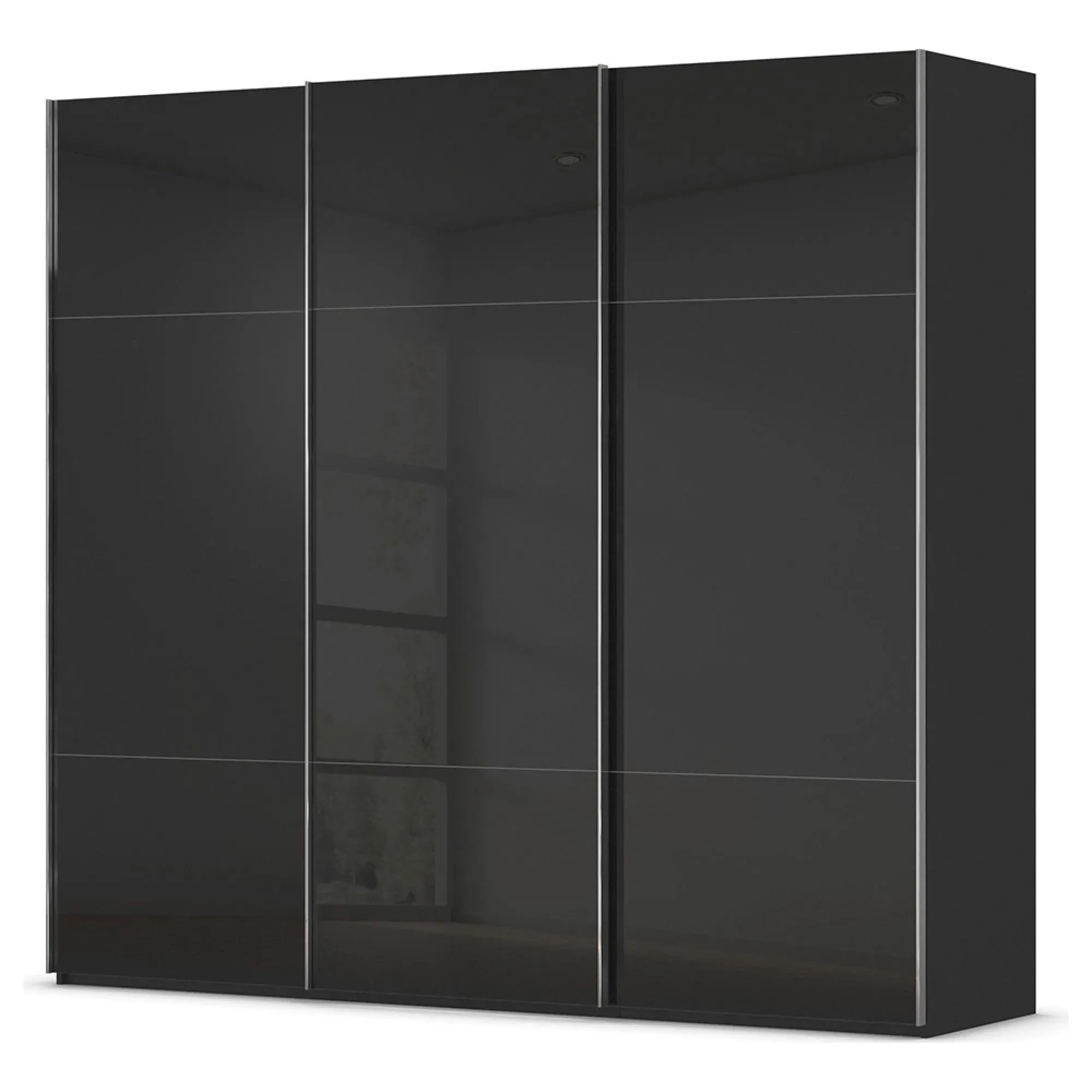 Contido 3 Door Sliding Wardrobe with Extras - Black Glass