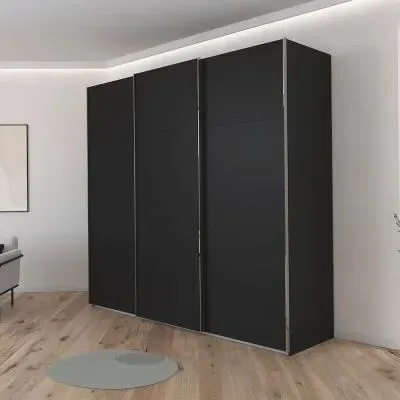 Contido 3 Door Sliding Wardrobe with Extras - Black