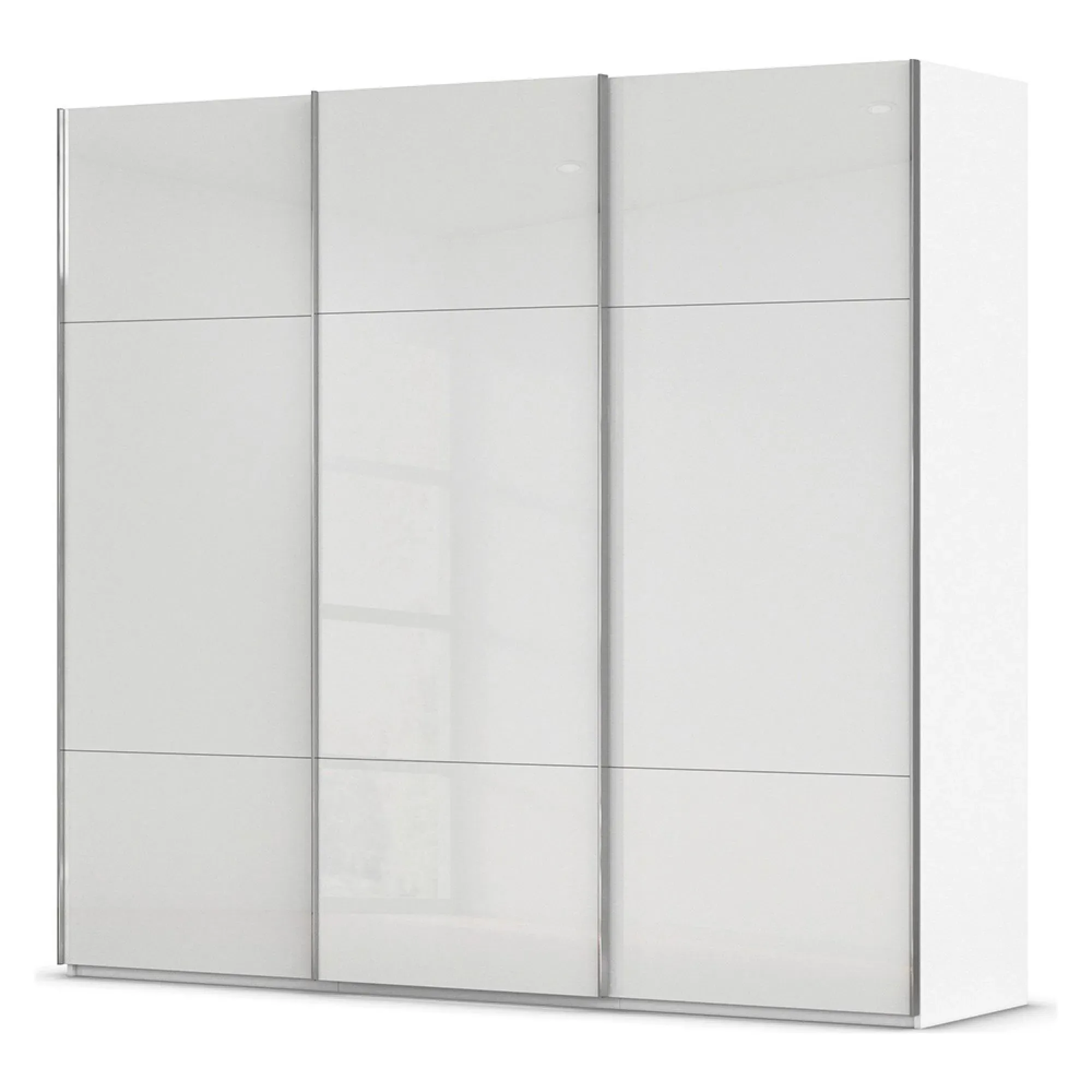 Contido 3 Door Sliding Wardrobe with Extras - Crystal White Glass
