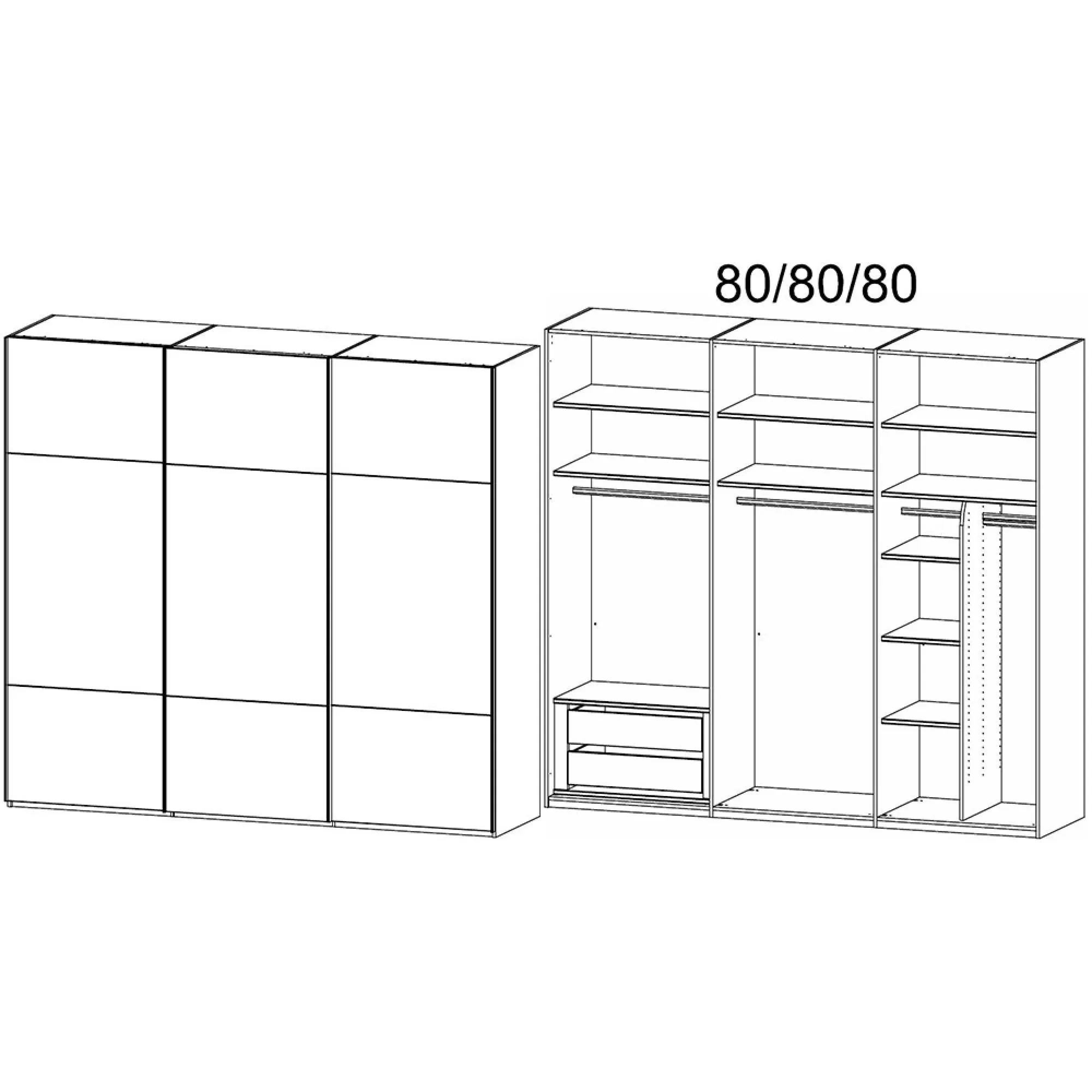 Contido 3 Door Sliding Wardrobe with Extras - Crystal White Glass