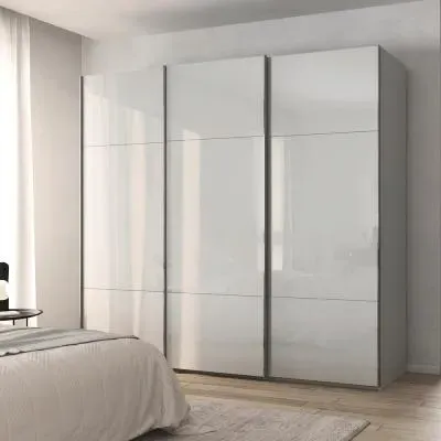 Contido 3 Door Sliding Wardrobe with Extras - Silk Grey Glass