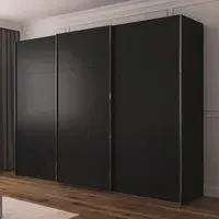 Contido 301cm 3 Door Sliding Wardrobe with Extras - Black