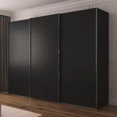 Contido 301cm 3 Door Sliding Wardrobe with Extras - Black