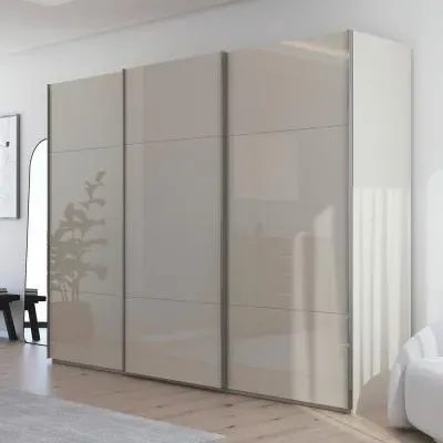Contido 301cm 3 Door Sliding Wardrobe with Extras - Champagne Glass