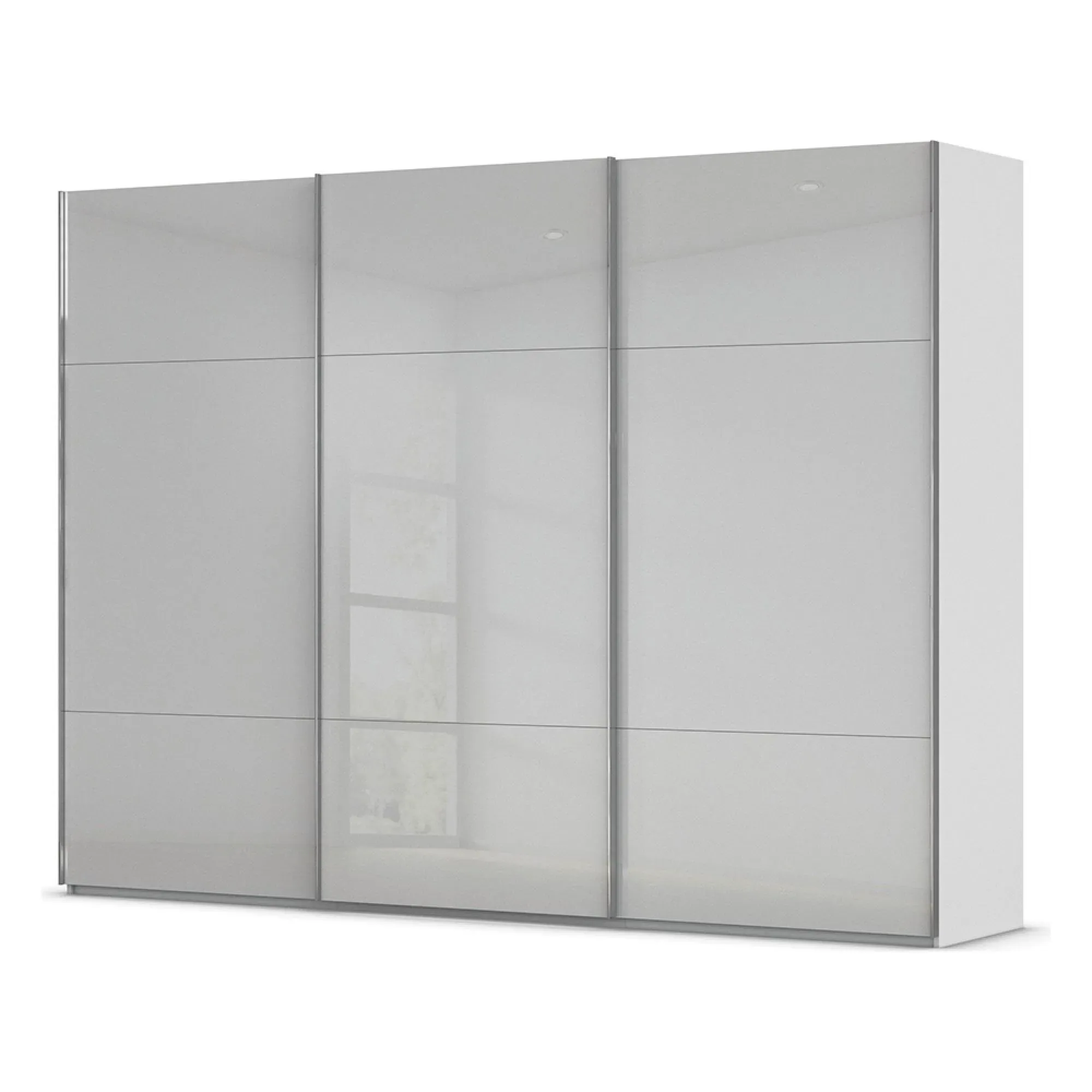 Contido 301cm 3 Door Sliding Wardrobe with Extras - Silk Grey Glass