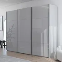 Contido 301cm 3 Door Sliding Wardrobe with Extras - Silk Grey Glass