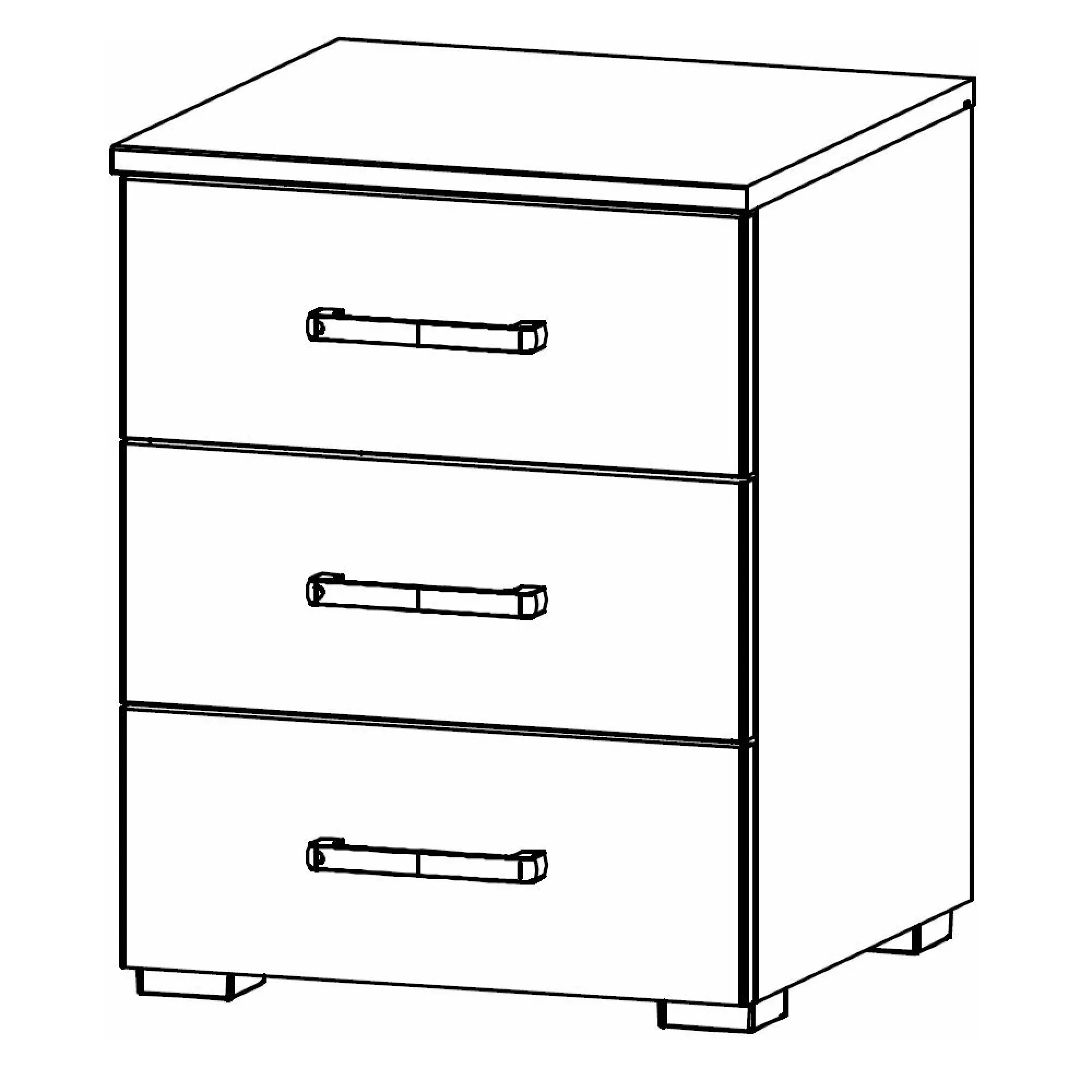 Corvo 3 Drawer Bedside Cabinet - Alpine White