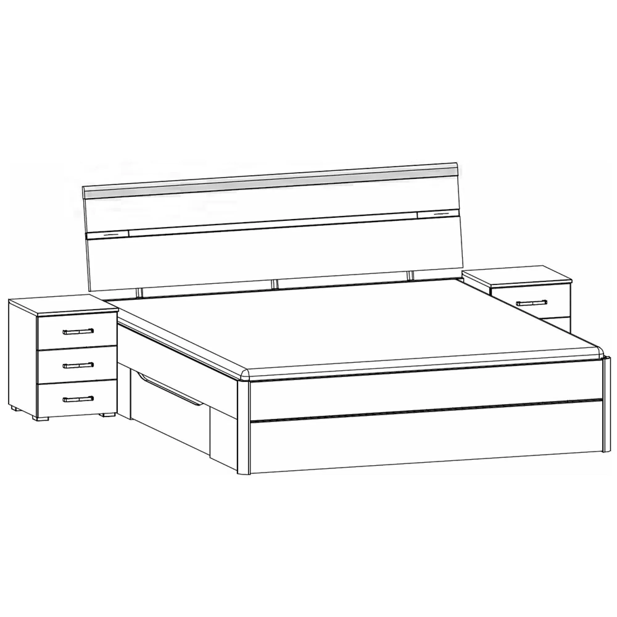 Corvo Queen Size Bed with 2 Bedside Cabinets - Alpine White