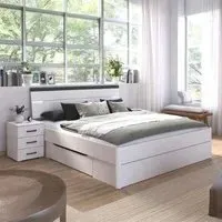 Corvo Queen Size Bed with 2 Bedside Cabinets - Alpine White