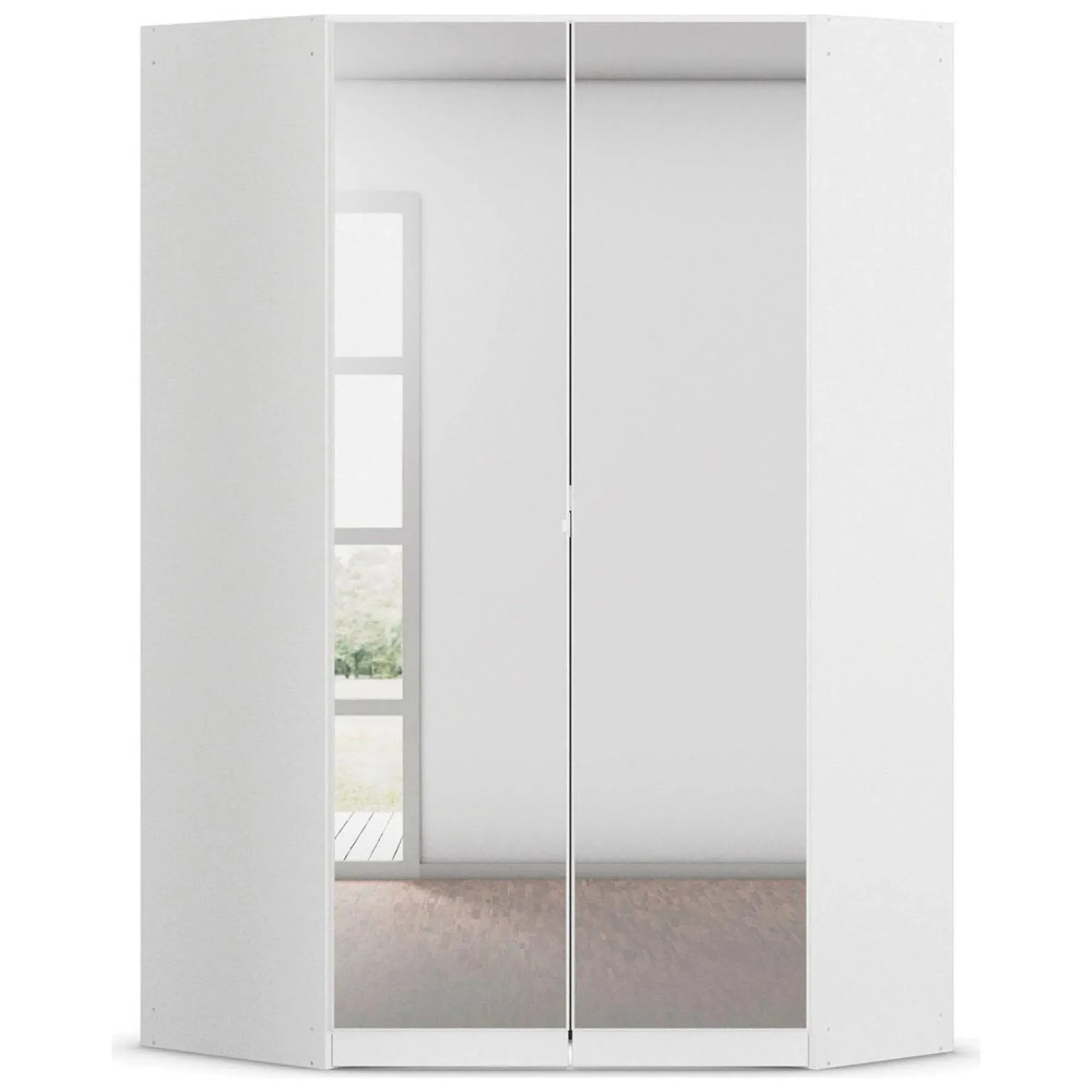Costa 117cm 2 Door Mirrored Corner Wardrobe - Alpine White