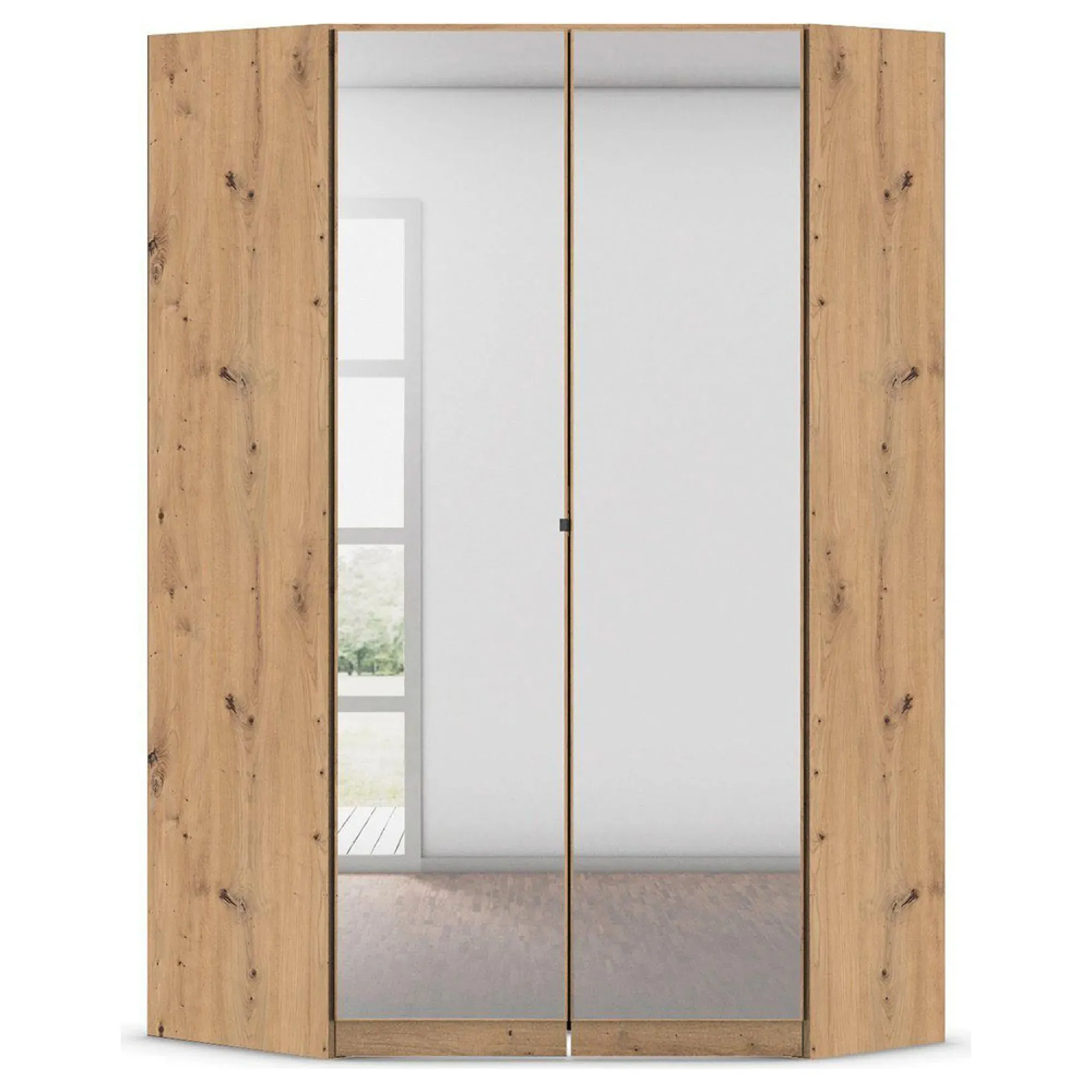 Costa 117cm 2 Door Mirrored Corner Wardrobe - Artisan Oak