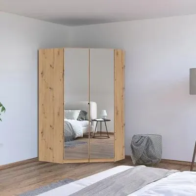 Costa 117cm 2 Door Mirrored Corner Wardrobe - Artisan Oak