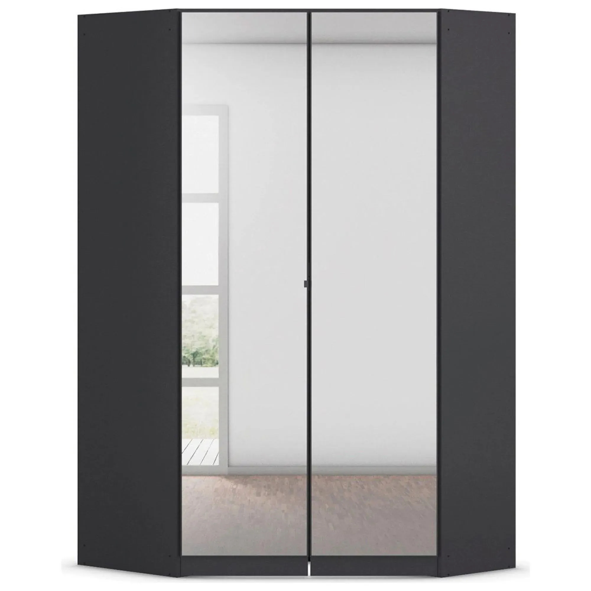 Costa 117cm 2 Door Mirrored Corner Wardrobe - Metallic Dark Grey