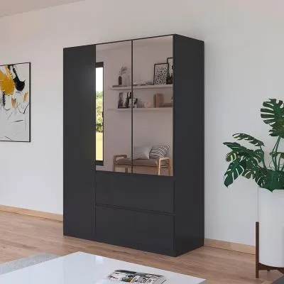 Costa 136cm 3 Door Combi Wardrobe - Metallic Dark Grey