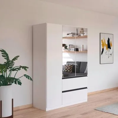 Costa 136cm 3 Door Combi Wardrobe with Handle - Alpine White