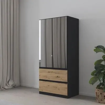 Costa 2 Door Combi Wardrobe - Metallic Dark Grey